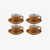 Jogo de xícaras com pires para café Ereditá em cerâmica caramelo 85 ml 8 peças
