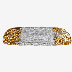 Bandeja centro de mesa em vidro Gold Duo 47x16 cm