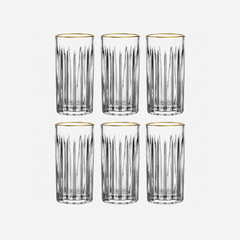 Jogo de copos em cristal alto Soho com filete dourado 350 ml 06 peças