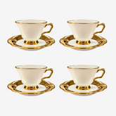 Jogo de xícaras com pires para café em New bone Aurine filete dourado 90 ml 8 peças