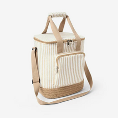 Bolsa térmica para picnic em juta Isla listrada bege 40x32 cm