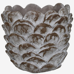 Vaso pinha em cimento marrom 17x16 cm