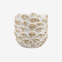 Vaso pinha em cimento marrom 21x19 cm