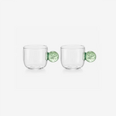 Jogo de xícara para café em vidro Esfera verde 2 peças 90 ml