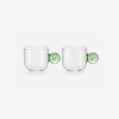 Jogo de xícara para café em vidro Esfera verde 2 peças 90 ml