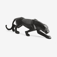 Escultura Leopardo em Poliresina Preto 61x18 cm