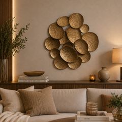 Adorno para parede em metal oriental cobre 76x79 cm