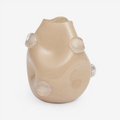 Vaso em vidro Bolhas martelado bege 27x22 cm