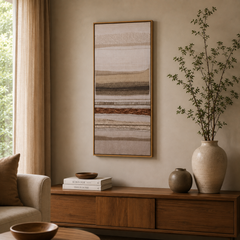 Quadro em linho e PS Horizonte bege 50x100 cm