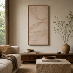 Quadro em Canvas e PS Serena bege 50x100 cm