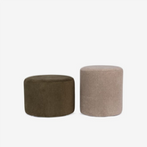 Kit puffs em MDF e veludo Enlace verde e bege 2 peças