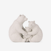 Escultura família de ursos em poliresina off white 24x20 cm