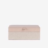 Caixa em MDF revestida em PU Zig Zag bege 23x14 cm.
