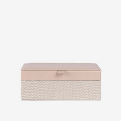 Caixa em MDF revestida em PU Zig Zag bege 23x14 cm.
