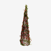 Árvore de natal em rattan rústica Berry glitter dourado 20x80 cm