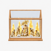 Lamparina presépio natalino em resina led marrom 31x33 cm
