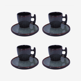 Jogo de xícaras com pires para café em cerâmica Mineral blue 90 ml 8 peças