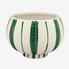 Vaso em cerâmica Botânica off white e verde 17x13 cm