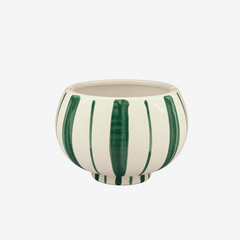 Vaso em cerâmica Botânica off white e verde 17x13 cm