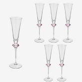 Jogo de taças para champanhe em vidro Diamente rosa 195 ml 6 peças