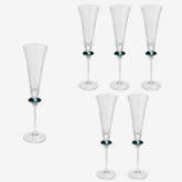 Jogo de taças para champanhe em vidro Diamante verde 195 ml 6 peças