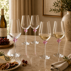 Jogo de taças para vinho em vidro Diamante rosa 645 ml 6 peças