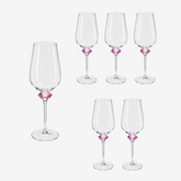 Jogo de taças para vinho em vidro Diamante rosa 645 ml 6 peças