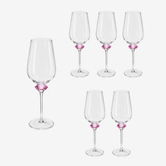 Jogo de taças para vinho em vidro Diamante rosa 645 ml 6 peças
