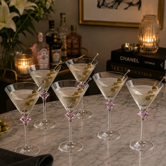 Jogo de taças para martini em vidro Diamante rosa 415 ml 6 peças