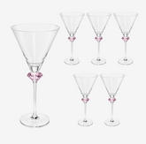 Jogo de taças para martini em vidro Diamante rosa 415 ml 6 peças