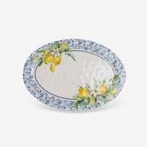 Travessa oval em melamina limão siciliano branco e azul 46x32 cm