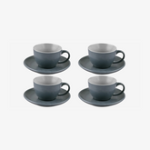Jogo de xícaras com pires para café Ereditá em cerâmica steel blue 8 peças 85 ml