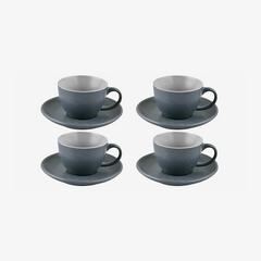 Jogo de xícaras com pires para café Ereditá em cerâmica steel blue 8 peças 85 ml