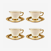 Jogo de xícaras com pires para café em New Bone Optique branco e preto 90 ml 8 peças.