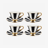Jogo de xícaras com pires para café em New bone Aurine filete dourado 90 ml 8 peças