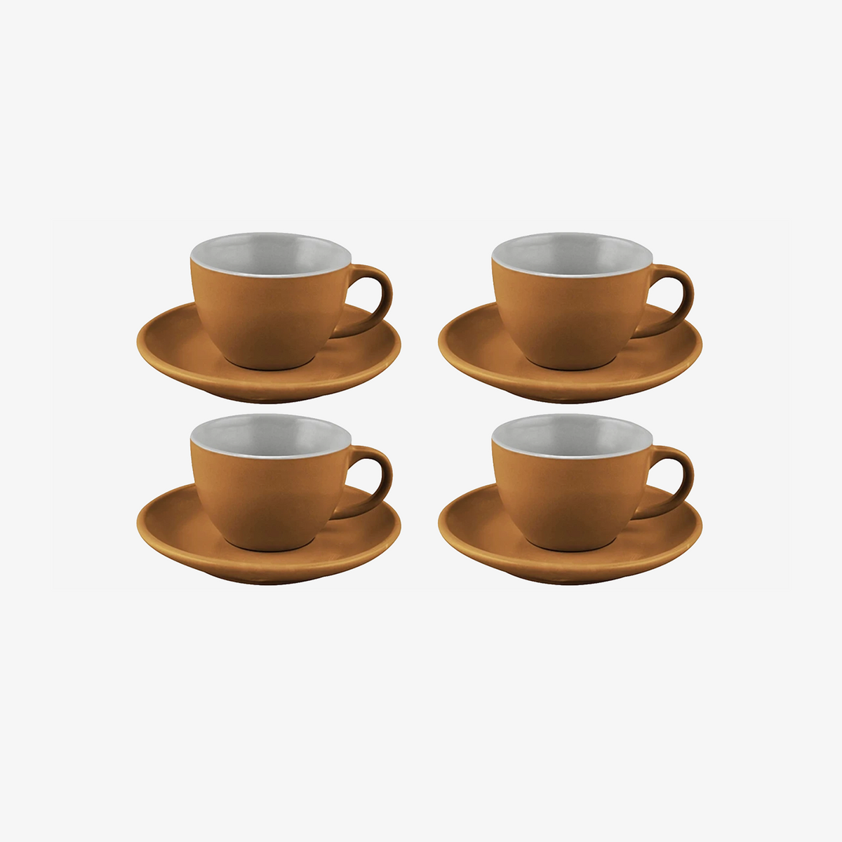 Jogo de xícaras com pires para café Ereditá em cerâmica caramelo 85 ml  8 peças