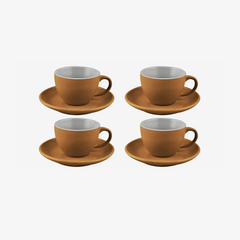 Jogo de xícaras com pires para café Ereditá em cerâmica caramelo 85 ml  8 peças