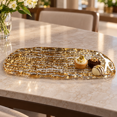 Bandeja centro de mesa em vidro Gold 40x15 cm