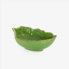 Bowl em cerâmica Botanic leaf verde 18x11 cm