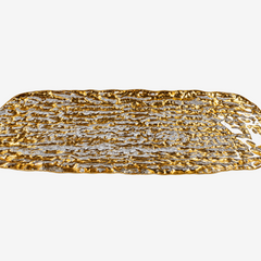 Bandeja centro de mesa em vidro Gold 48x16 cm