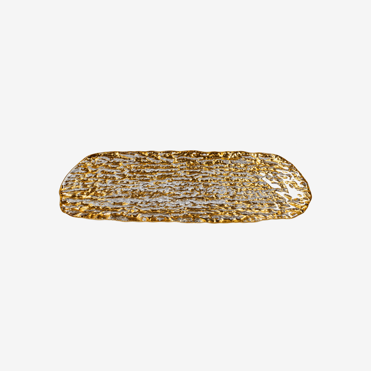 Bandeja centro de mesa em vidro Gold 48x16 cm
