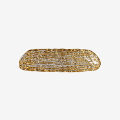 Bandeja centro de mesa em vidro Gold 48x16 cm