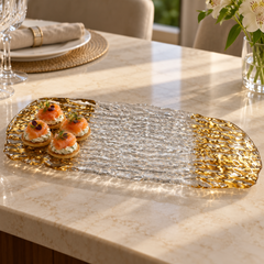 Bandeja centro de mesa em vidro Gold Duo 41x13 cm