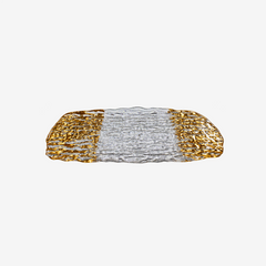 Bandeja centro de mesa em vidro Gold Duo 41x13 cm