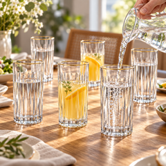 Jogo de copos em cristal alto Soho com filete dourado 350 ml 06 peças