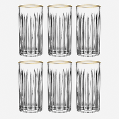 Jogo de copos em cristal alto Soho com filete dourado 350 ml 06 peças