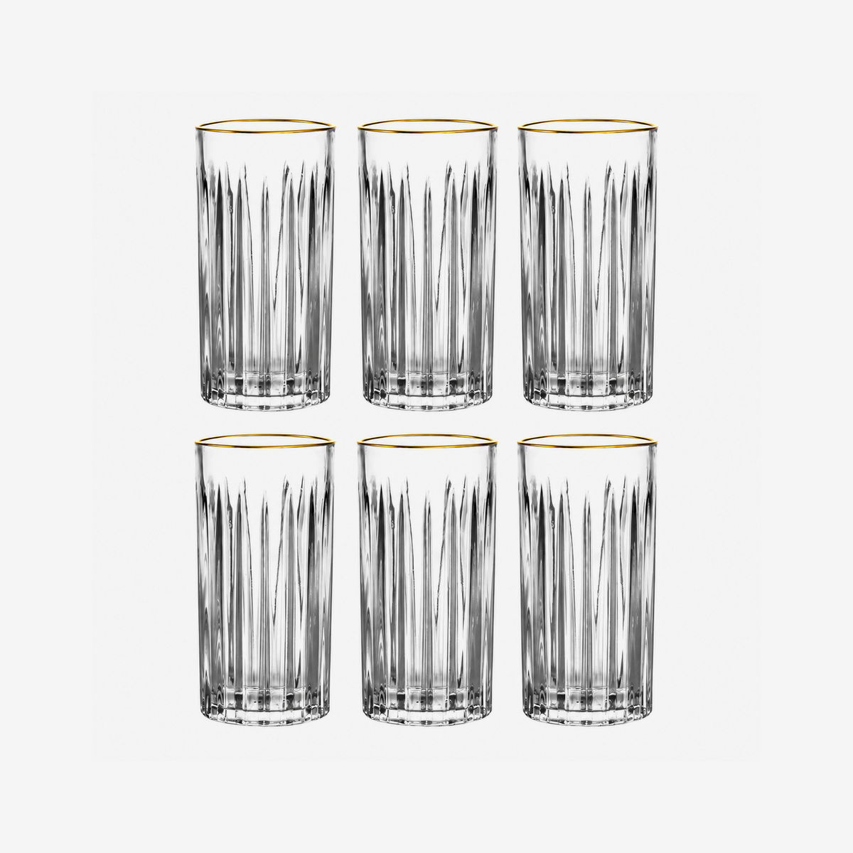 Jogo de copos em cristal alto Soho com filete dourado 350 ml 06 peças