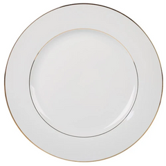 Prato raso em porcelana Majesty branco com fio dourado 27 cm