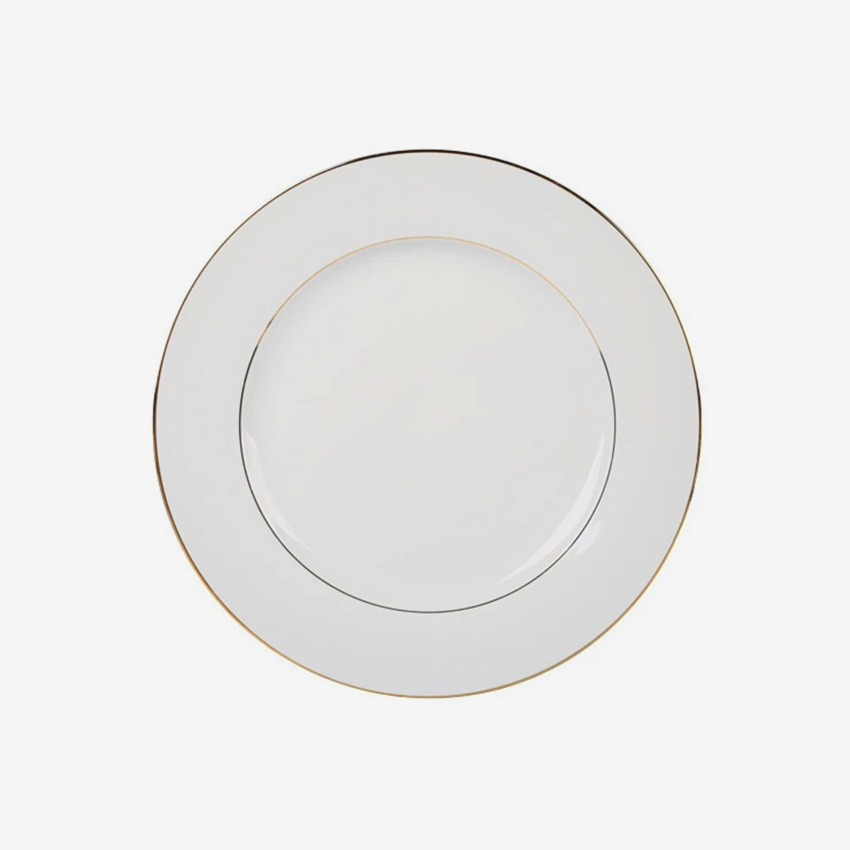 Prato raso em porcelana Majesty branco com fio dourado 27 cm