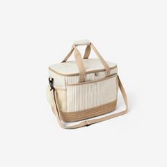 Bolsa térmica para picnic em juta Yara listrada bege 41x32 cm